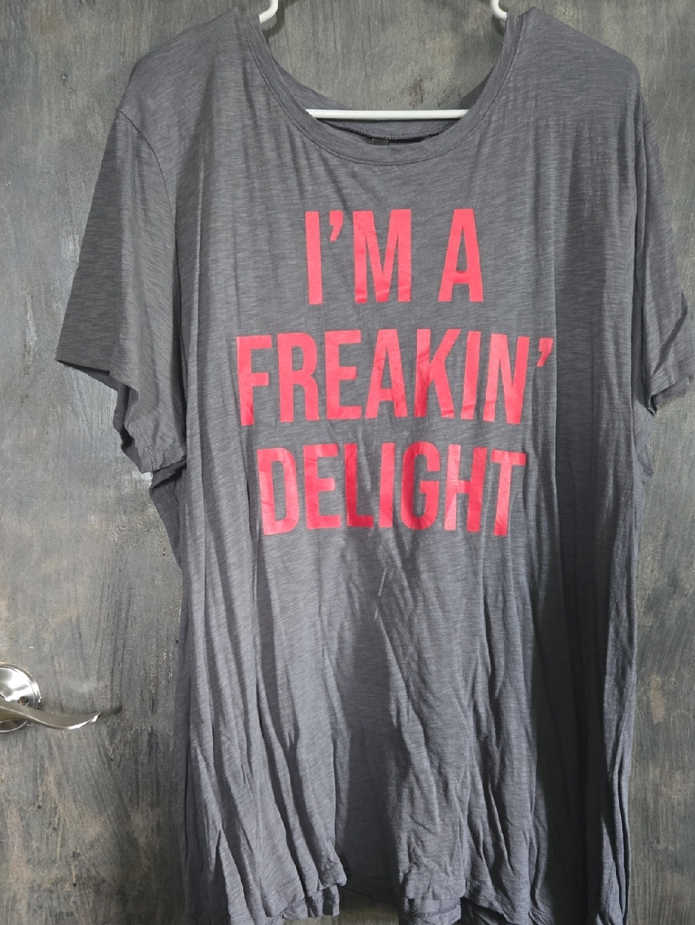 torrid Gray Tee with Pink Graphic Text - 'I'M A FREAKIN' DELIGHT'